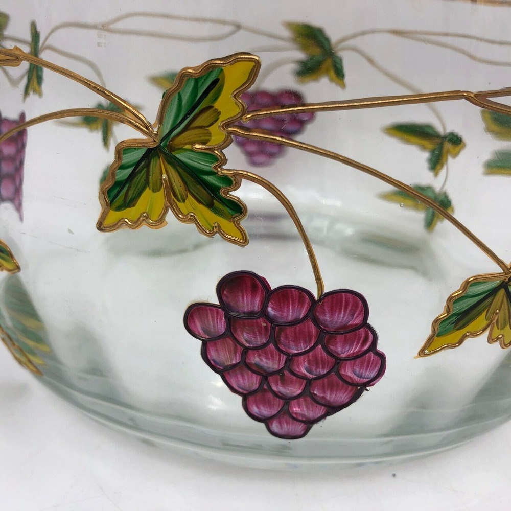 CRYSTAL CLEAR HANDCRAFTED BOWL GRAPE DESIGN MADE IN ROMANIA - Picture 3 of 11